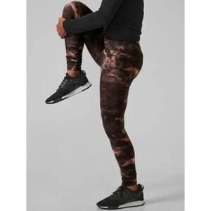 Athleta Girl High Rise Printed Chit Chat Tight Brown Tie Dye Leggings Size Large